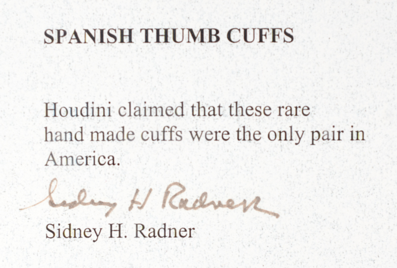 Houdini's Spanish Thumb Cuffs Quicker than the Eye