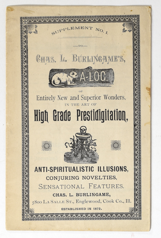 Chas L. Burlingame's Catalog Quicker than the Eye