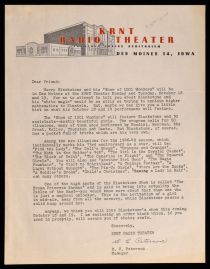 KRNT Radio Theatre Blackstone Performance Letter