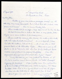 Letter from Stanley Collins to John Braun