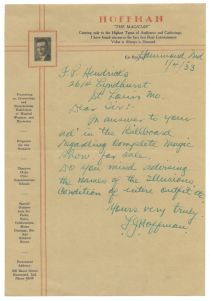 Hoffman the Magician ALS to F.P. Hendricks