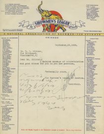 Showmen's League TLS to W.J. Hilliar