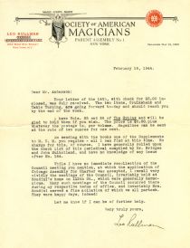Leo Rullman TLS to Arthur (Art) Anderson