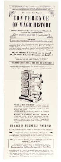 The Second Los Angeles Conference on Magic History Broadside