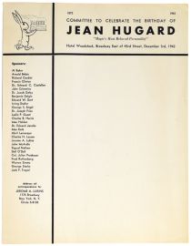 Jean Hugard Birthday Committee Letterhead