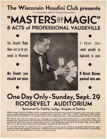 The Wisconsin Houdini Club Presents "Masters of Magic" Advertisement