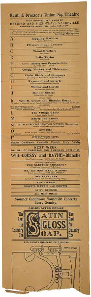 Keith and Proctor's Union Sq. Theater Broadside