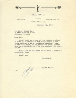 Walton Morris Letter to Joe Berg
