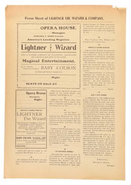 Press Sheet of Lightner the Wizard & Company