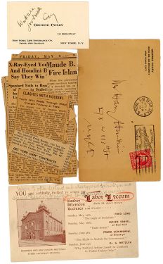 Envelope and Ephemera Sent to Houdini