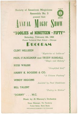 Society of American Magicians Assembly No. 3 Annual Magic Show Program
