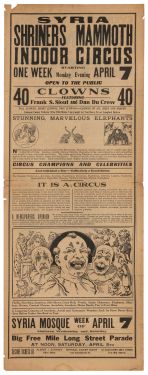 Syria Shriners Mammoth Indoor Circus Broadside
