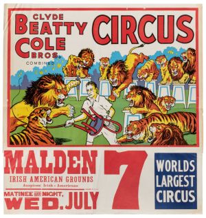 Clyde Beatty Cole Bros. Circus Lion Poster
