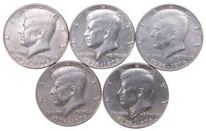 Bicentennial Kennedy Half-Dollar Coins and Shell