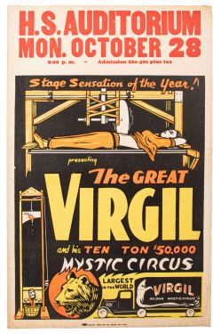 The Great Virgil and His Ten Ton Mystic Circus Window Card